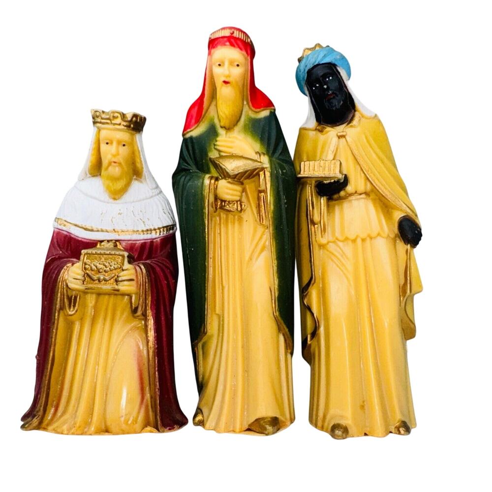 3 Vintage Wise Men Kings Lightweight Plastic 4" Scale Nativity Set Figurines‎